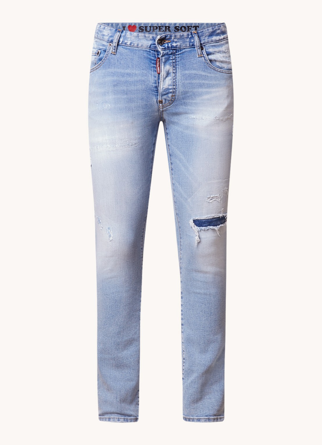 Dsquared2 Skinny jeans met lichte wassing en destroyed afwerking - voorkant 5 indigo