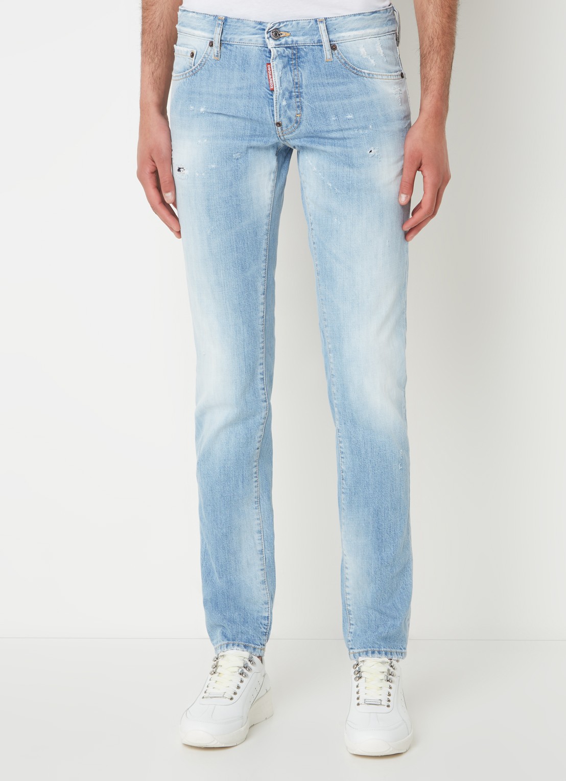 Dsquared2 Slim fit jeans met destroyed details en verwassen afwerking - detail 4 indigo