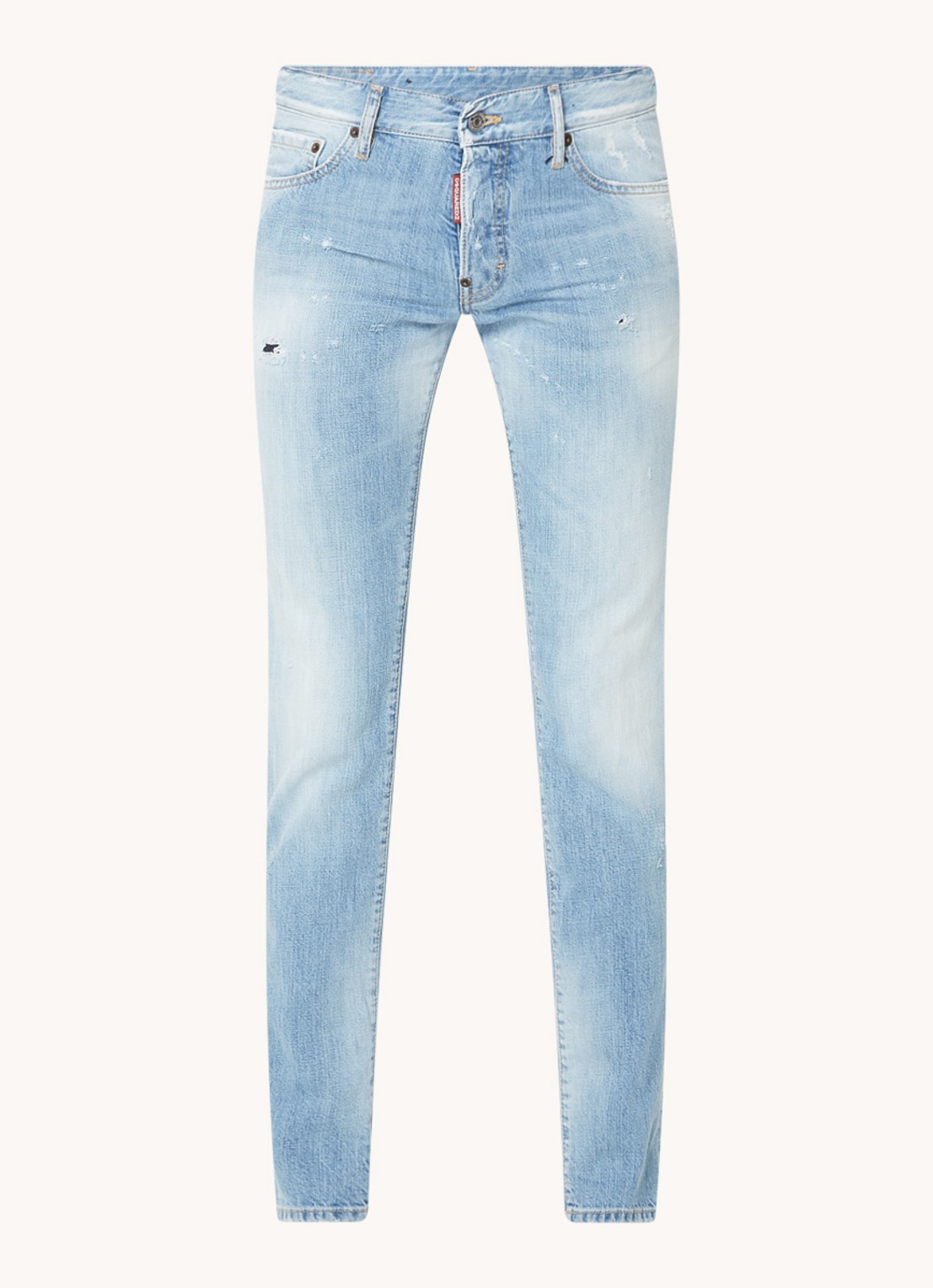 Dsquared2 Slim fit jeans met destroyed details en verwassen afwerking - voorkant 2 indigo