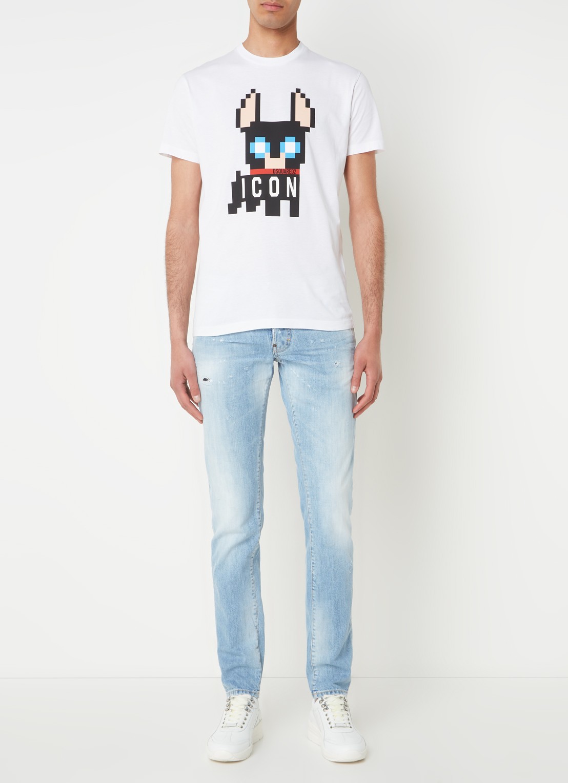 Dsquared2 Slim fit jeans met destroyed details en verwassen afwerking - voorkant 3 indigo