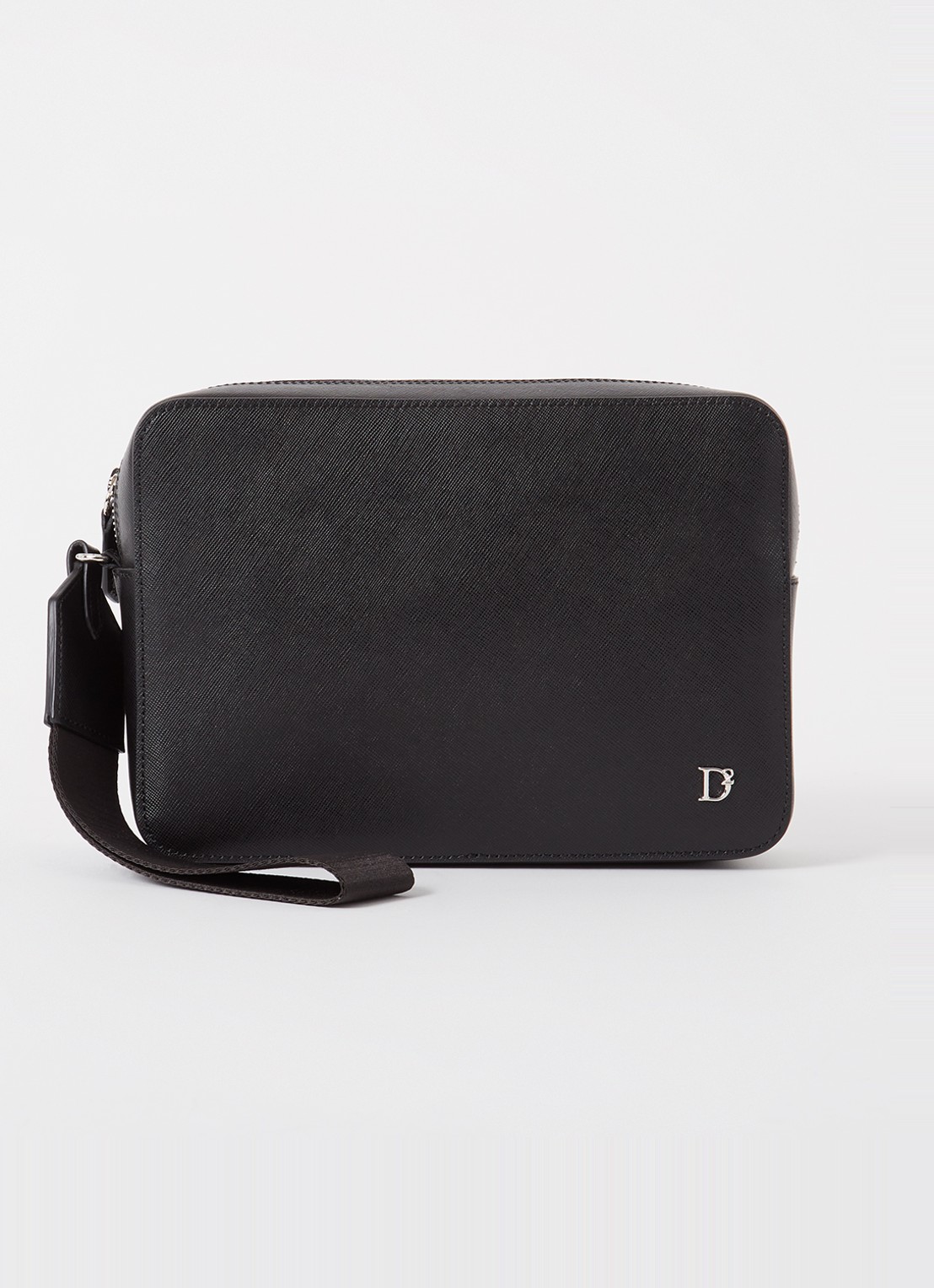Dsquared2 Statement clutch van leer met logo - voorkant 2 zwart