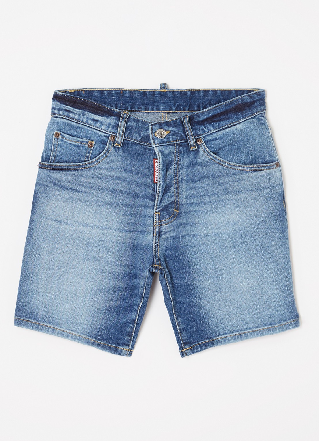 Dsquared2 Straight fit korte broek van denim - voorkant 2 indigo