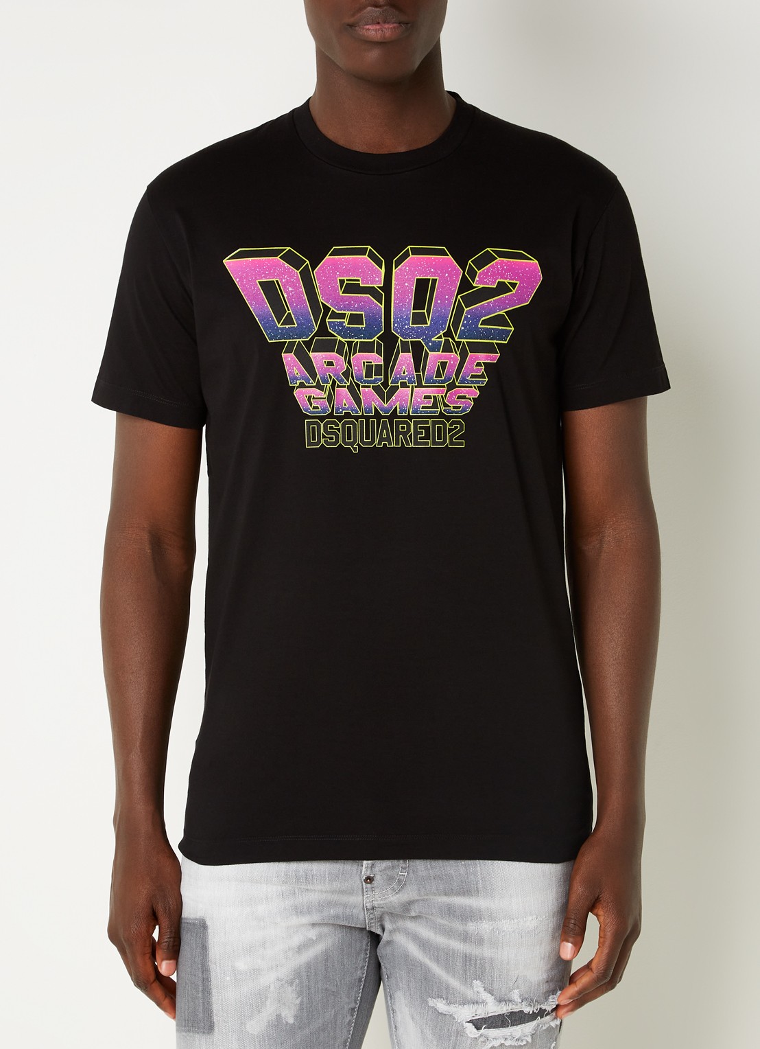 Dsquared2 T-shirt met logoprint  - detail 4 zwart