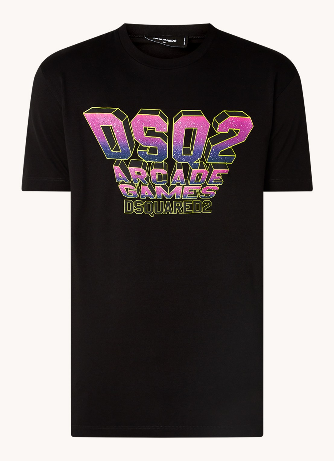 Dsquared2 T-shirt met logoprint  - voorkant 2 zwart