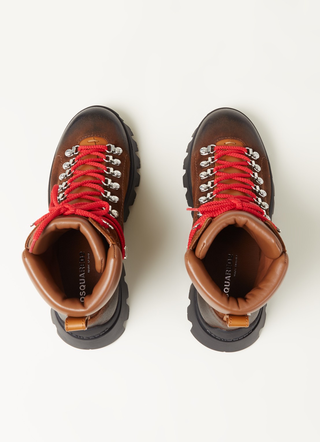 Dsquared2 Tank Hiking veter boot van kalfsleer met strass - detail 3 donkerbruin