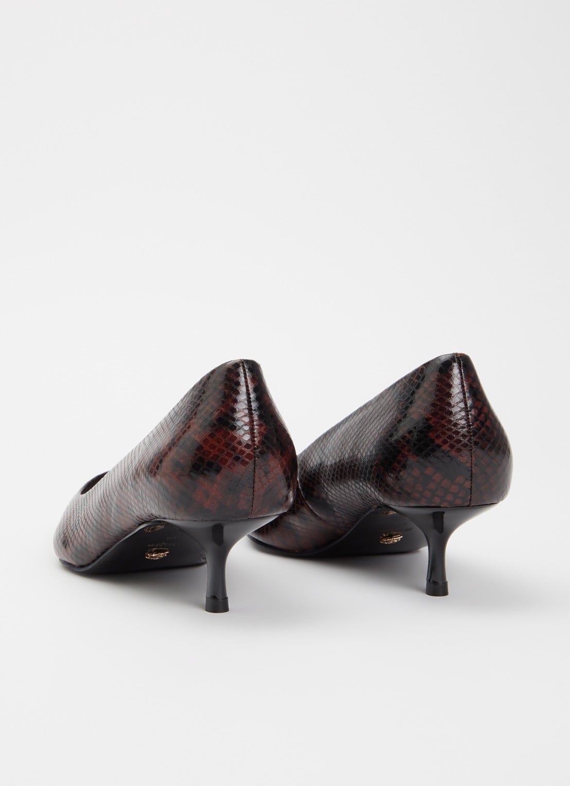 Dune London Amira pump met slangenprint - achterkant 4 roodbruin