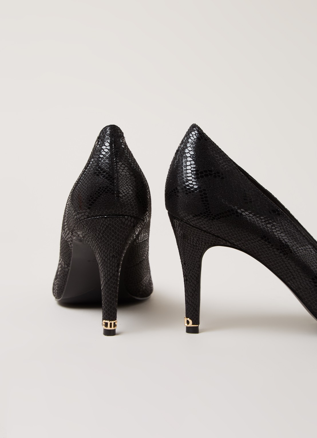 Dune London Anna pump met slangenstructuur - detail zwart