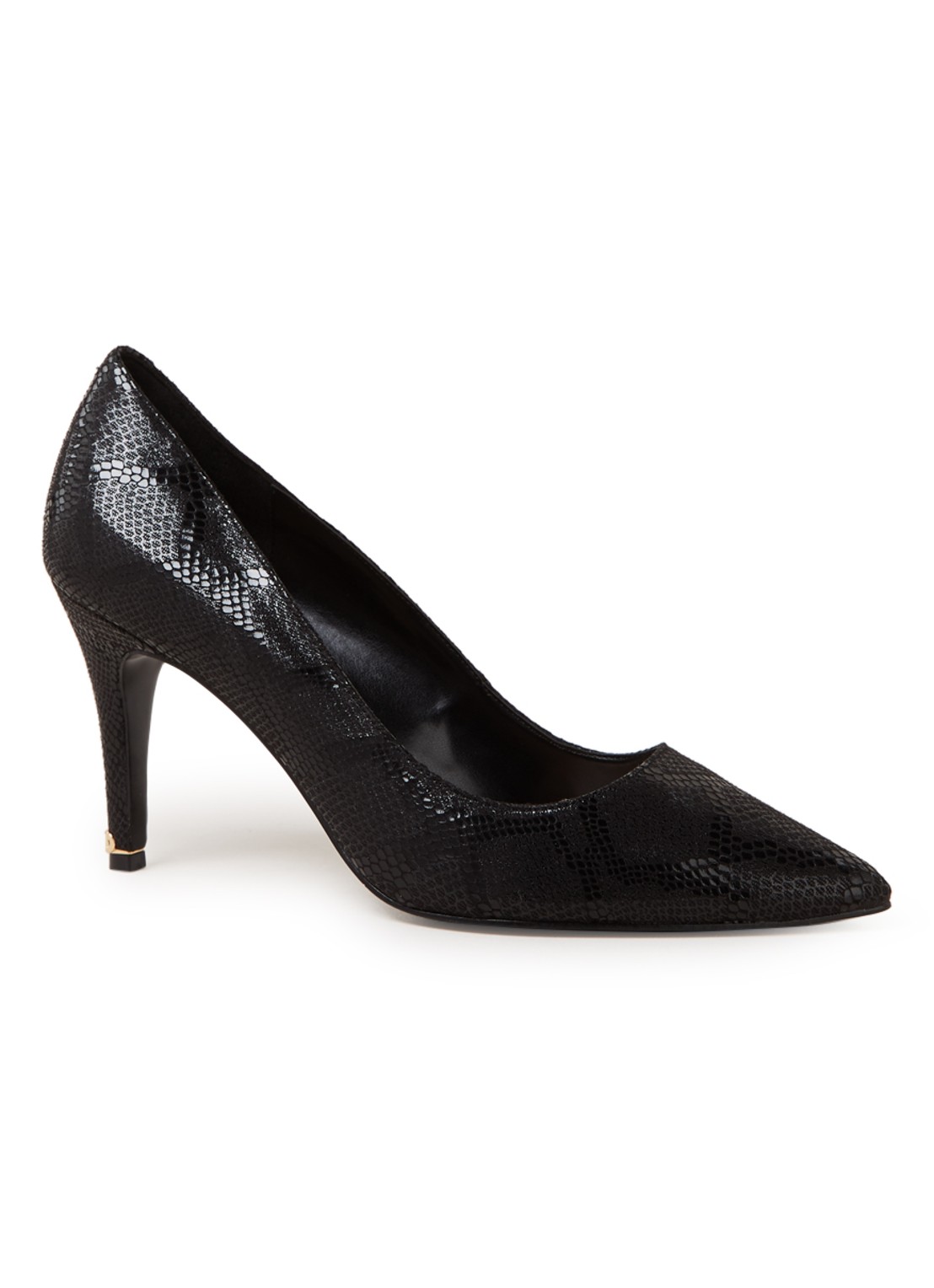 Dune London Anna pump met slangenstructuur - voorkant 4 zwart