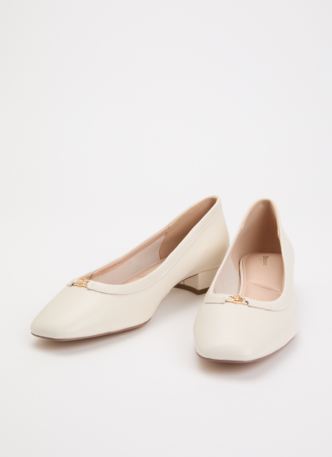Dune London Approve ballerina met logo  - detail 3 creme