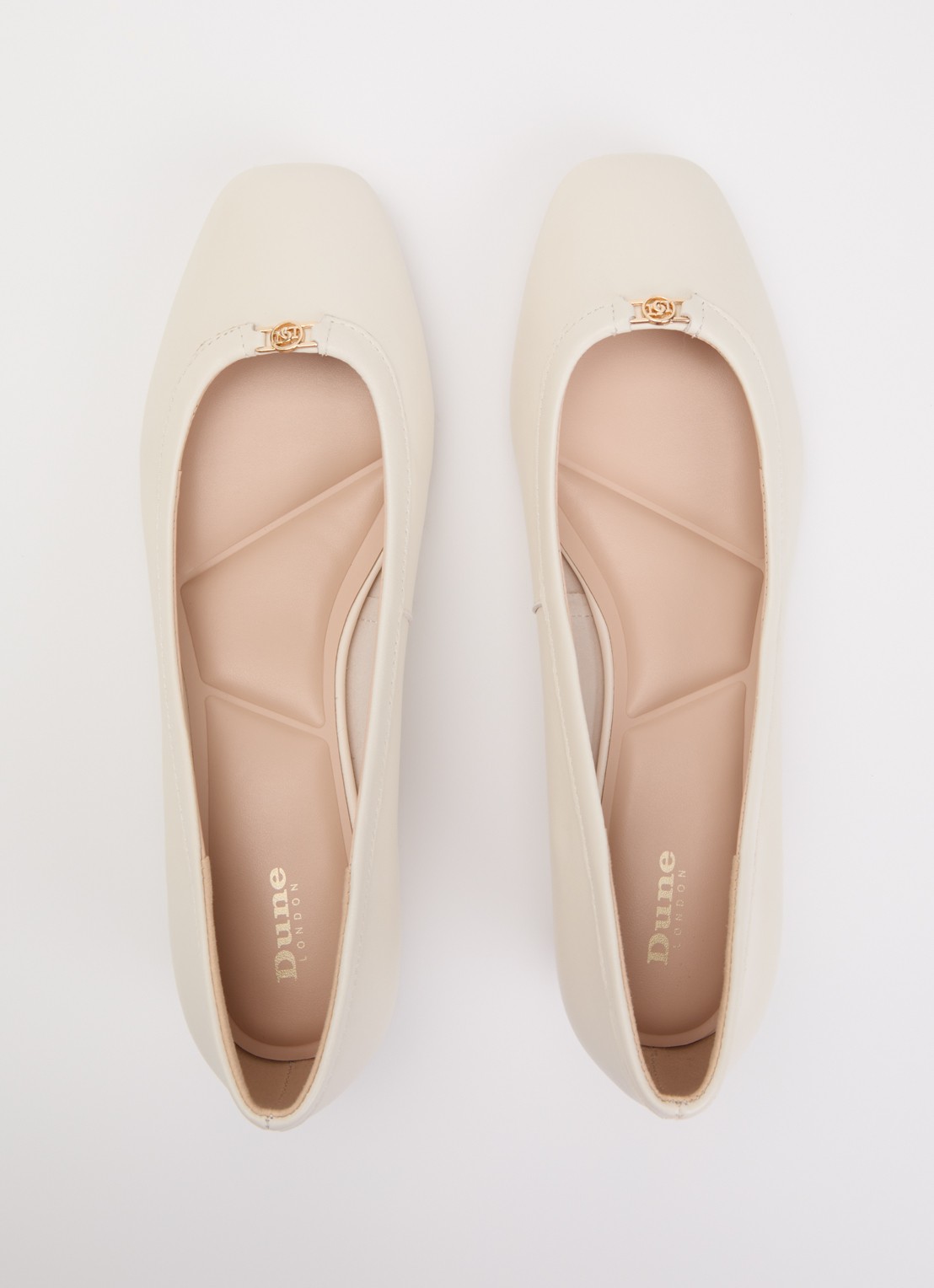 Dune London Approve ballerina met logo  - detail 4 creme