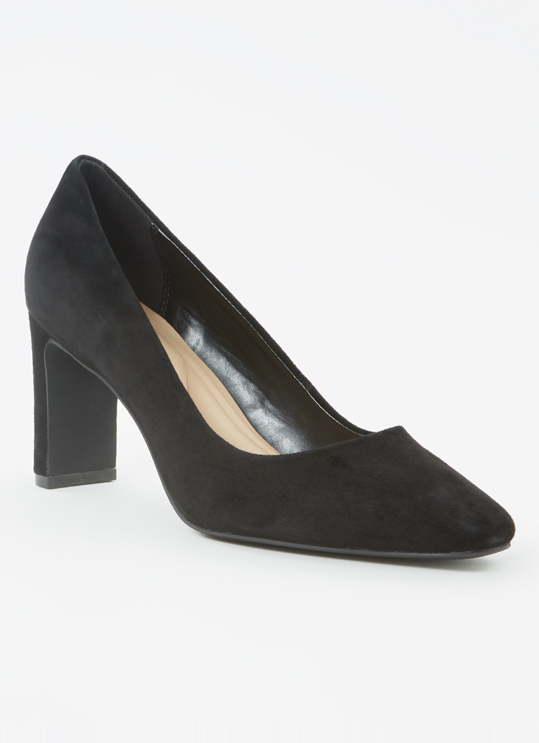 Dune London Arriving pump van leer - voorkant diepzwart