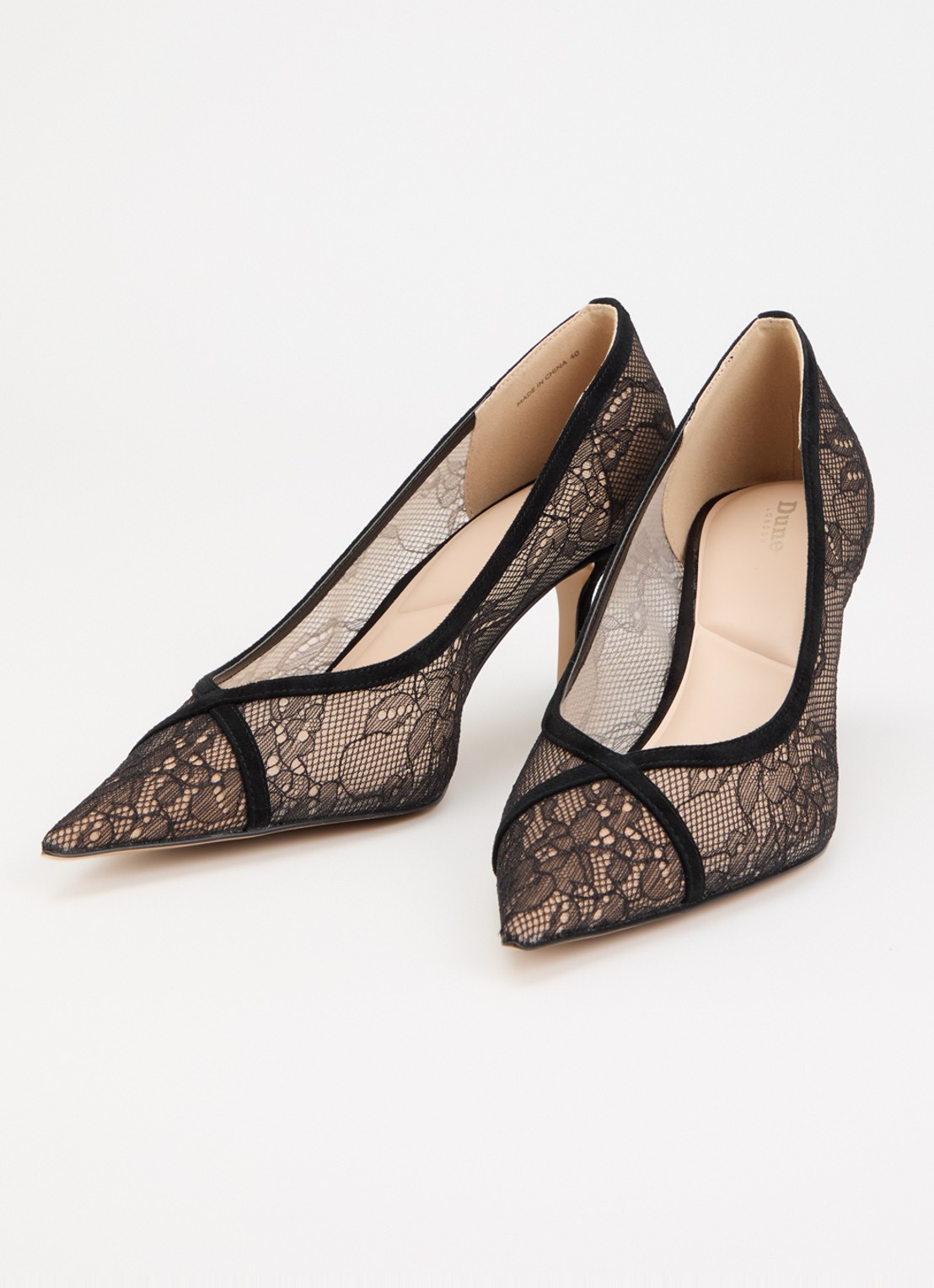 Dune London Ascend pump van kant - detail zwart