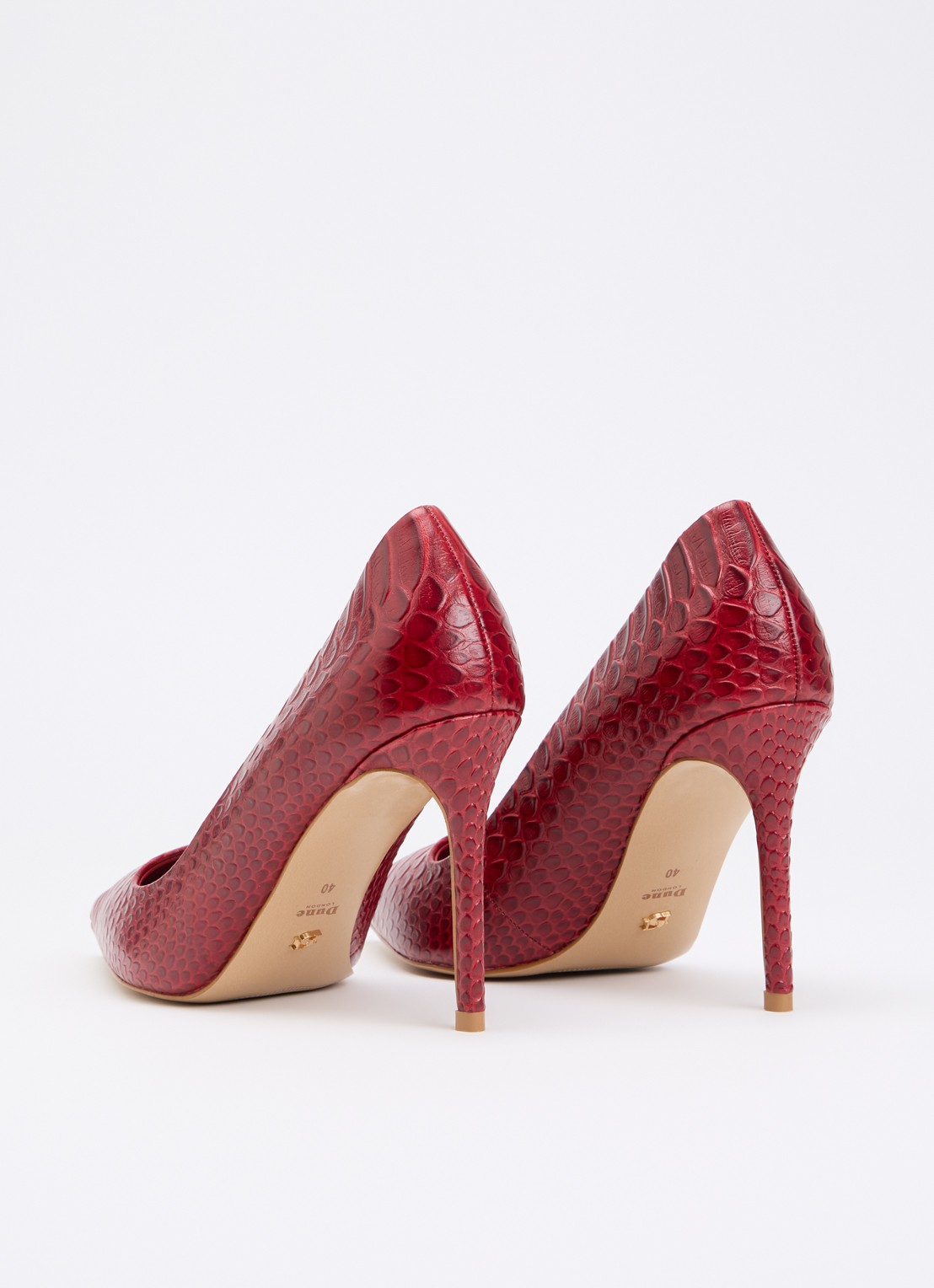 Dune London Assured pump van leer met crocostructuur - detail 2 rood