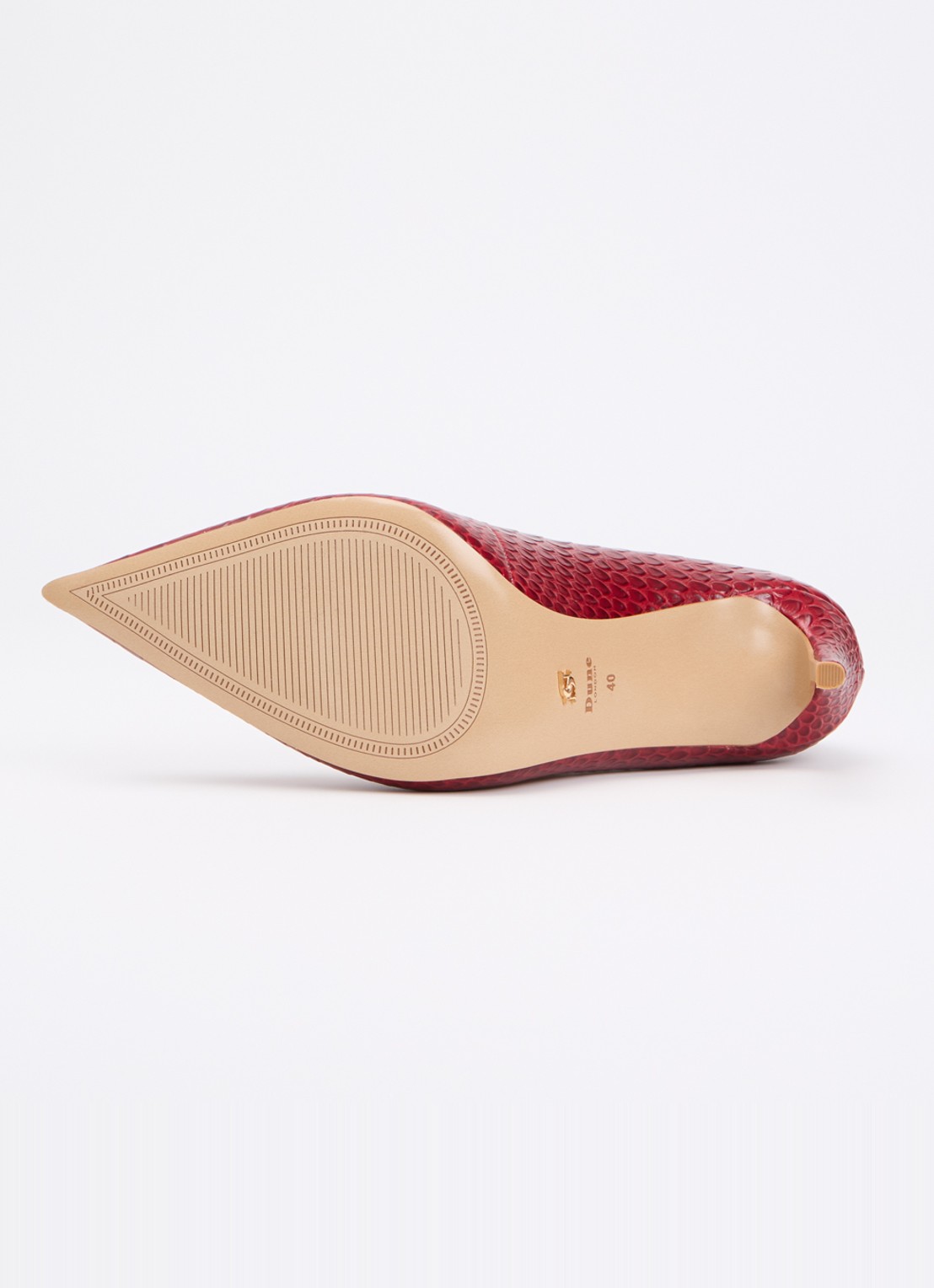 Dune London Assured pump van leer met crocostructuur - detail 5 rood