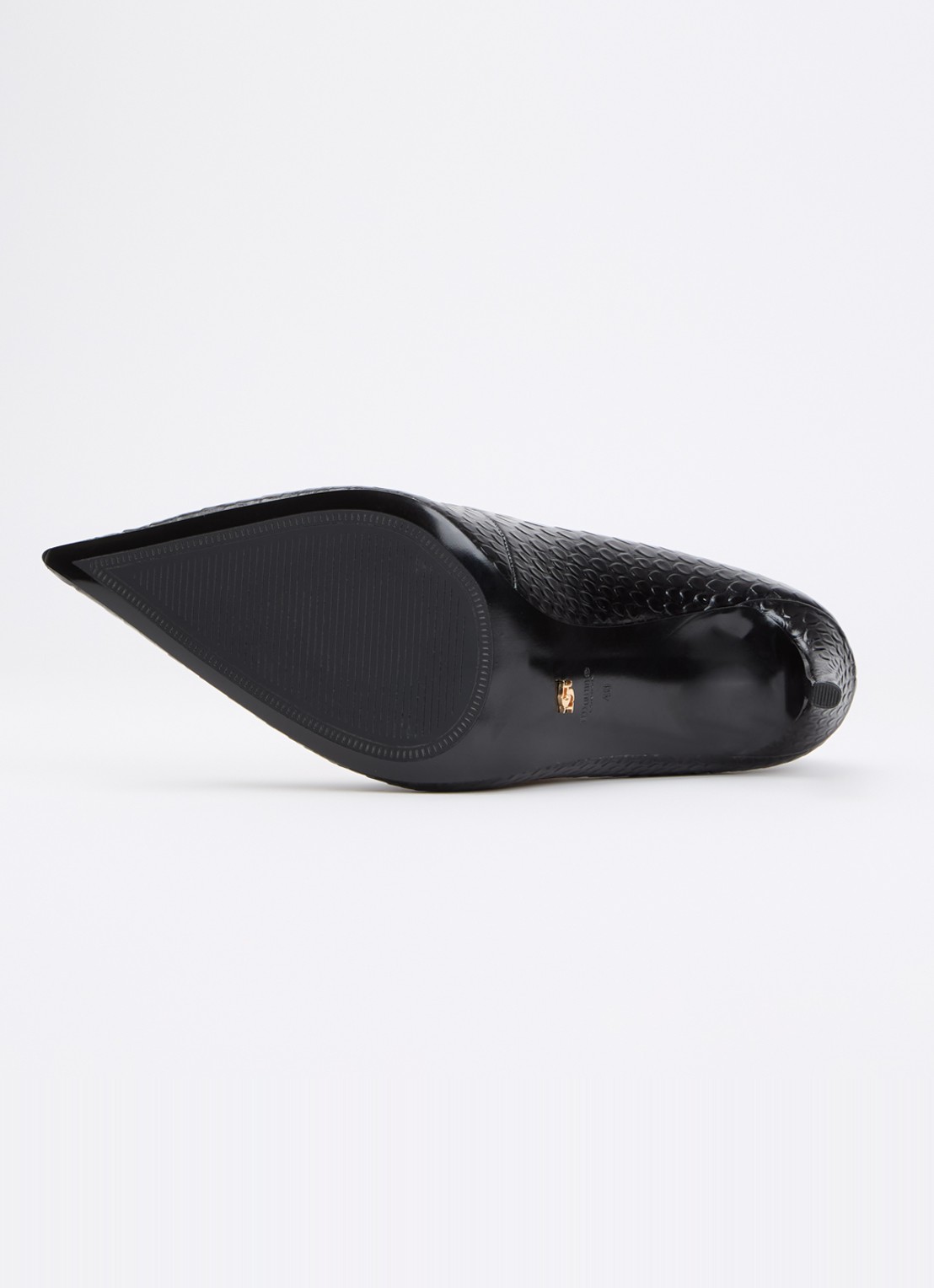 Dune London Assured pump van leer met crocostructuur - detail 4 zwart