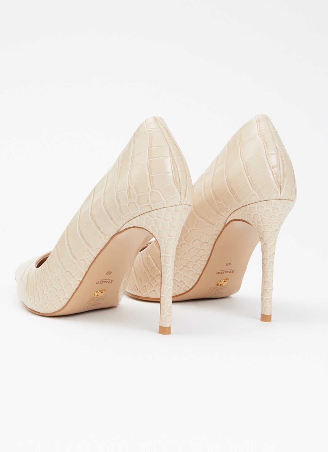 Dune London Assured pump van leer met crocostructuur - achterkant 4 beige