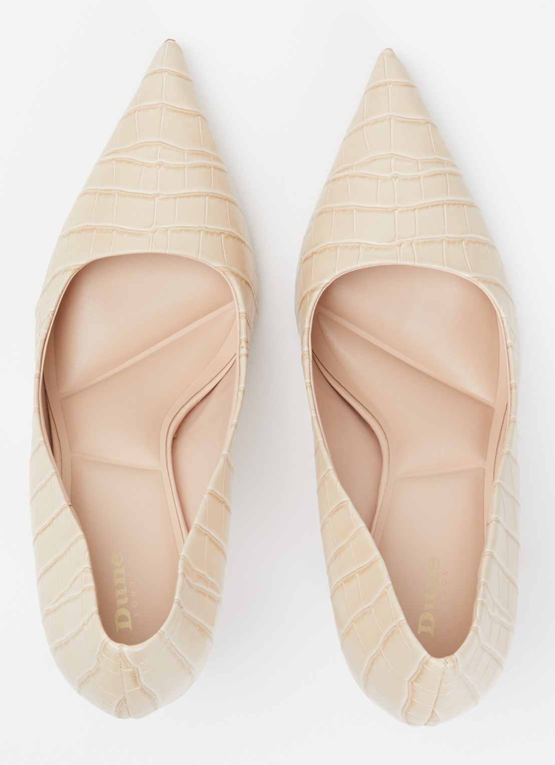 Dune London Assured pump van leer met crocostructuur - detail 2 beige