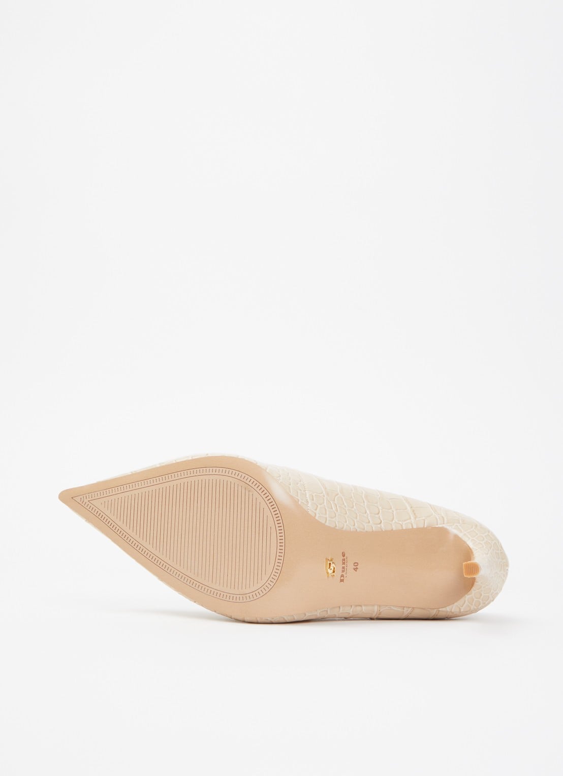 Dune London Assured pump van leer met crocostructuur - detail 3 beige