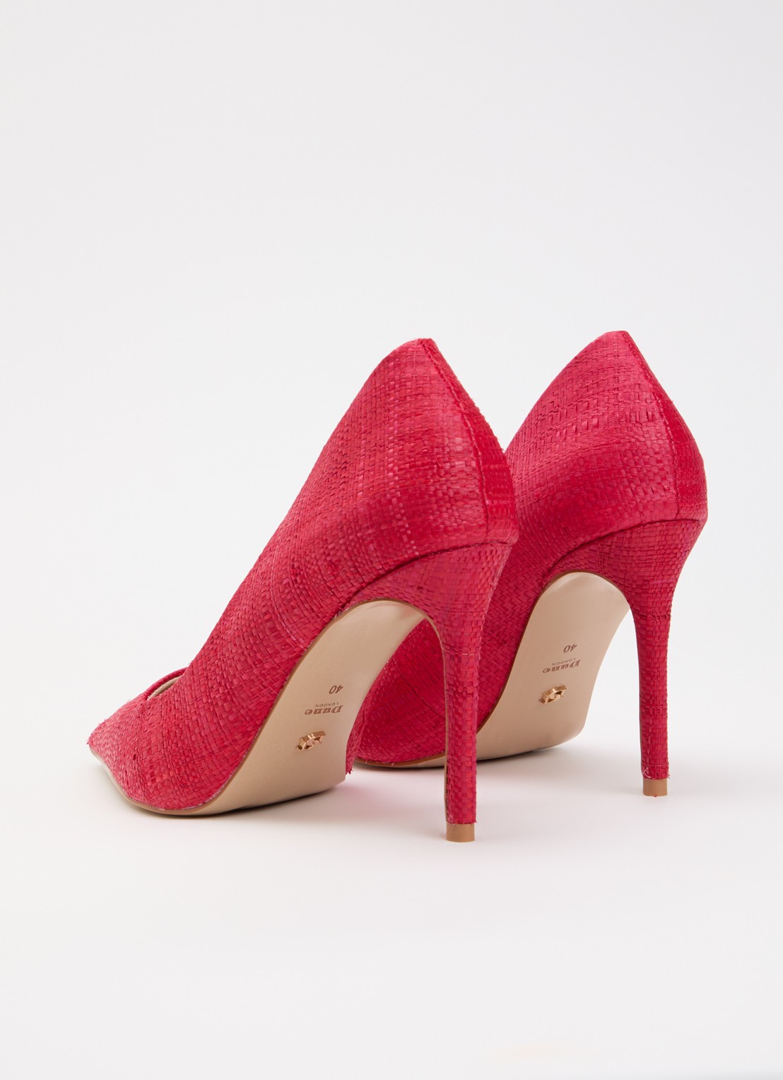 Dune London Assured pump van leer met crocostructuur - achterkant rood
