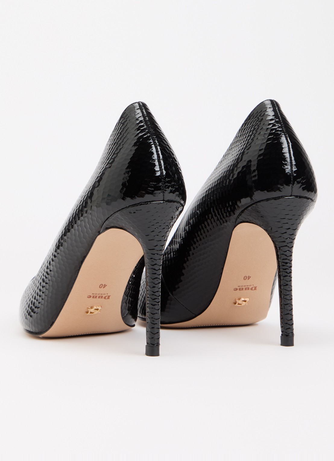 Dune London Assured pump van leer met crocostructuur - achterkant 7 zwart