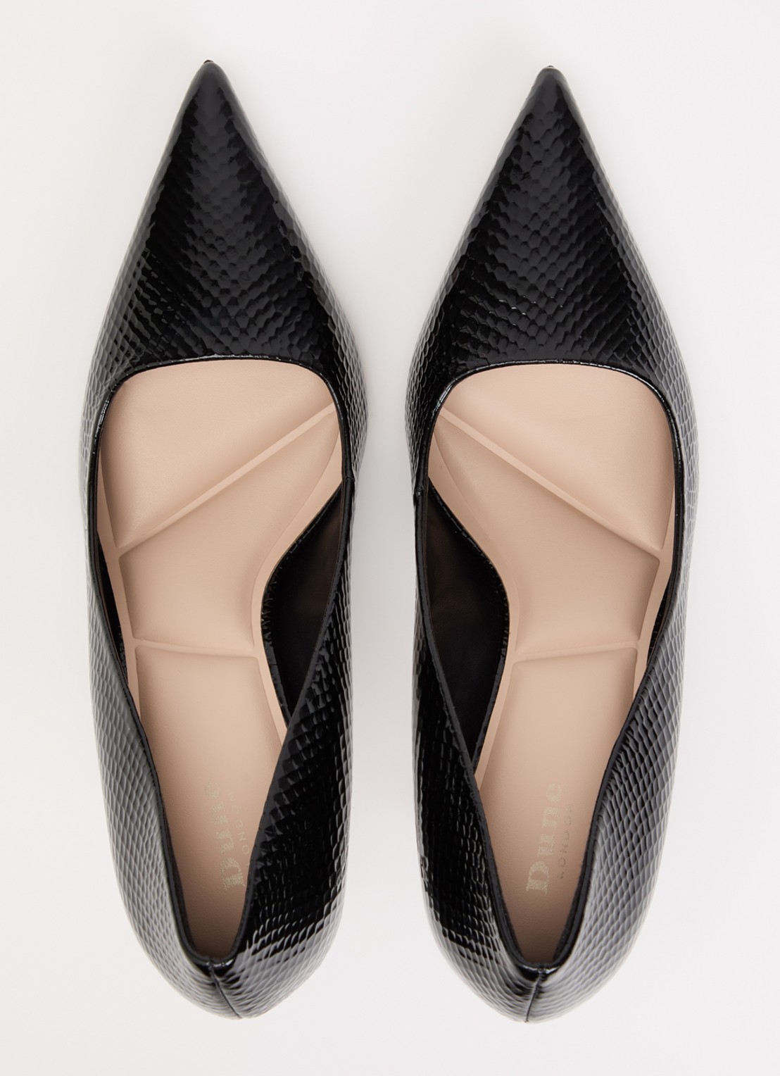 Dune London Assured pump van leer met crocostructuur - detail 5 zwart