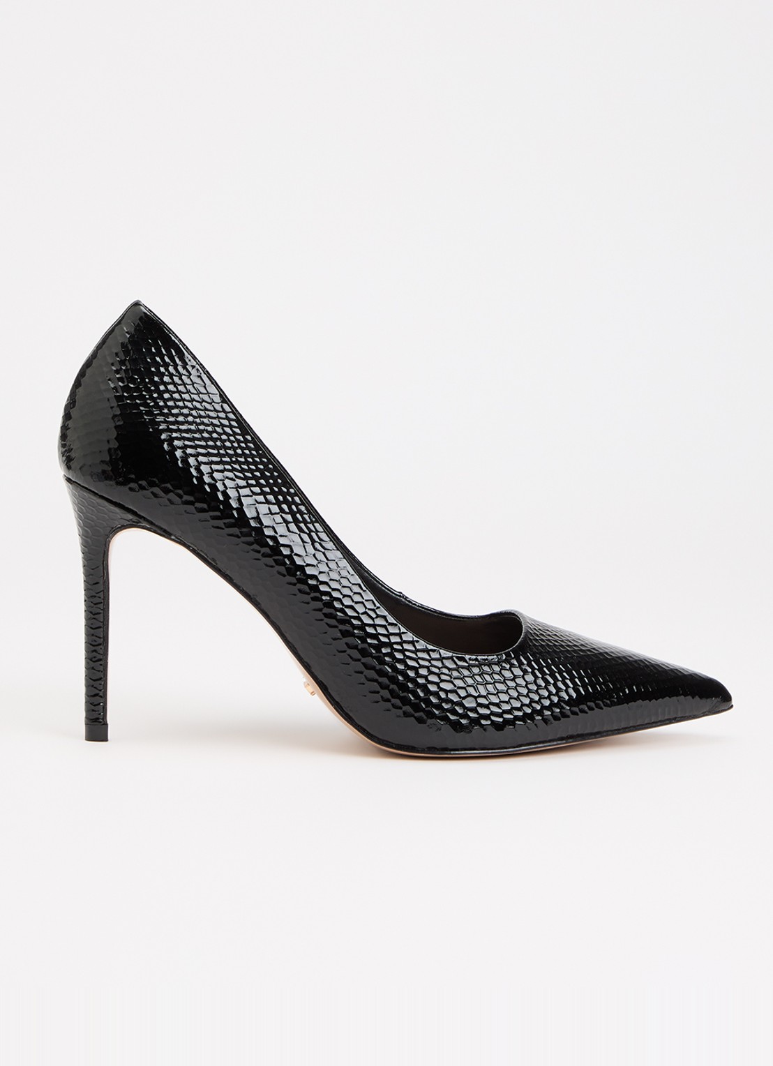 Dune London Assured pump van leer met crocostructuur - voorkant 9 zwart