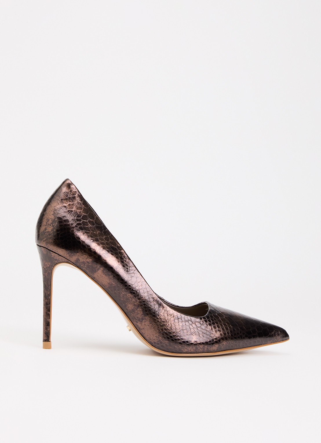 Dune London Assured pump van leer met crocostructuur - voorkant 2 donkerbruin