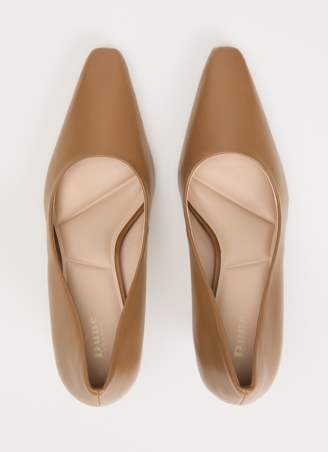 Dune London Astrids pump van leer - detail 2 lichtbruin