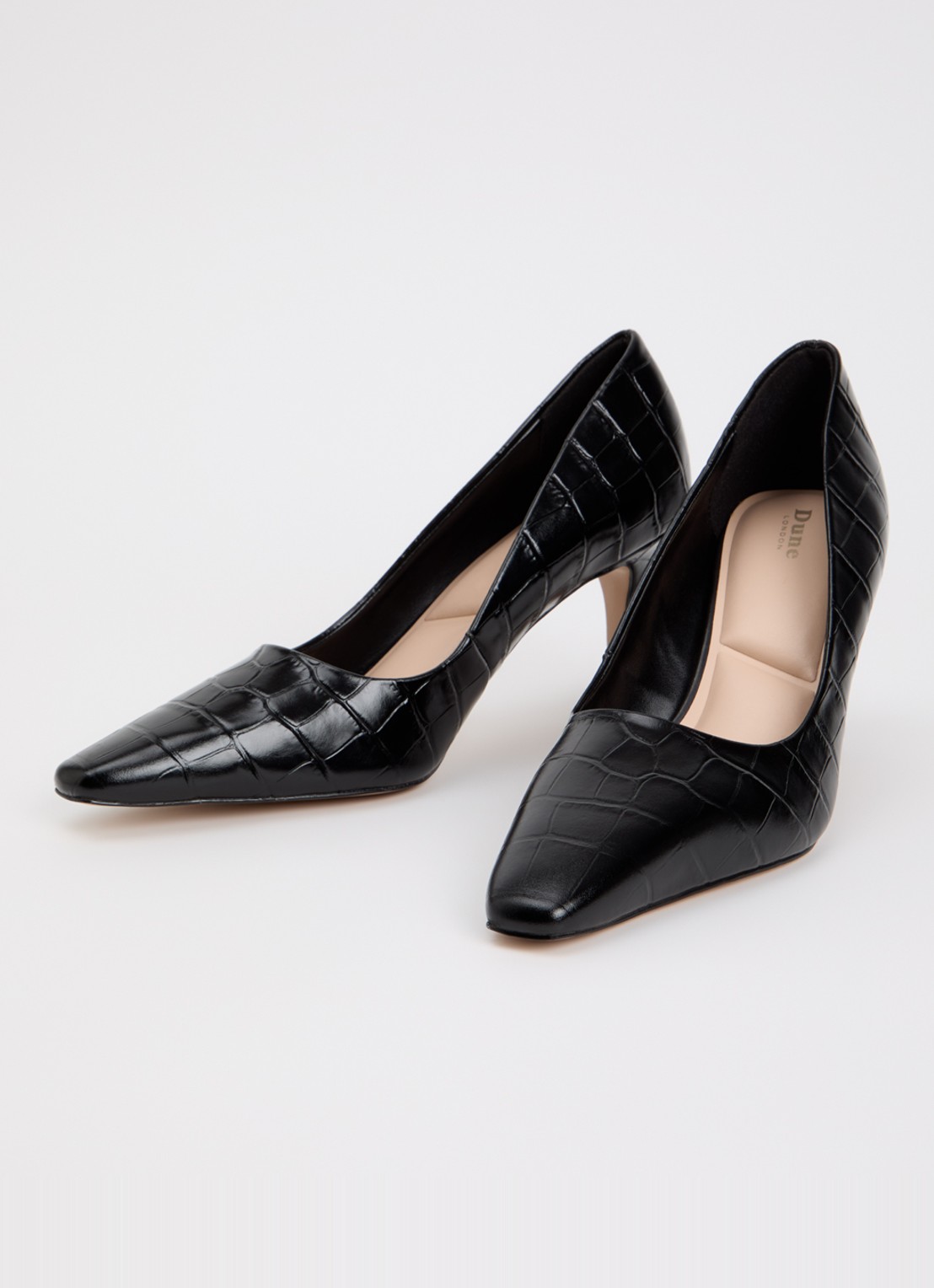 Dune London Astrids pump van leer - detail zwart