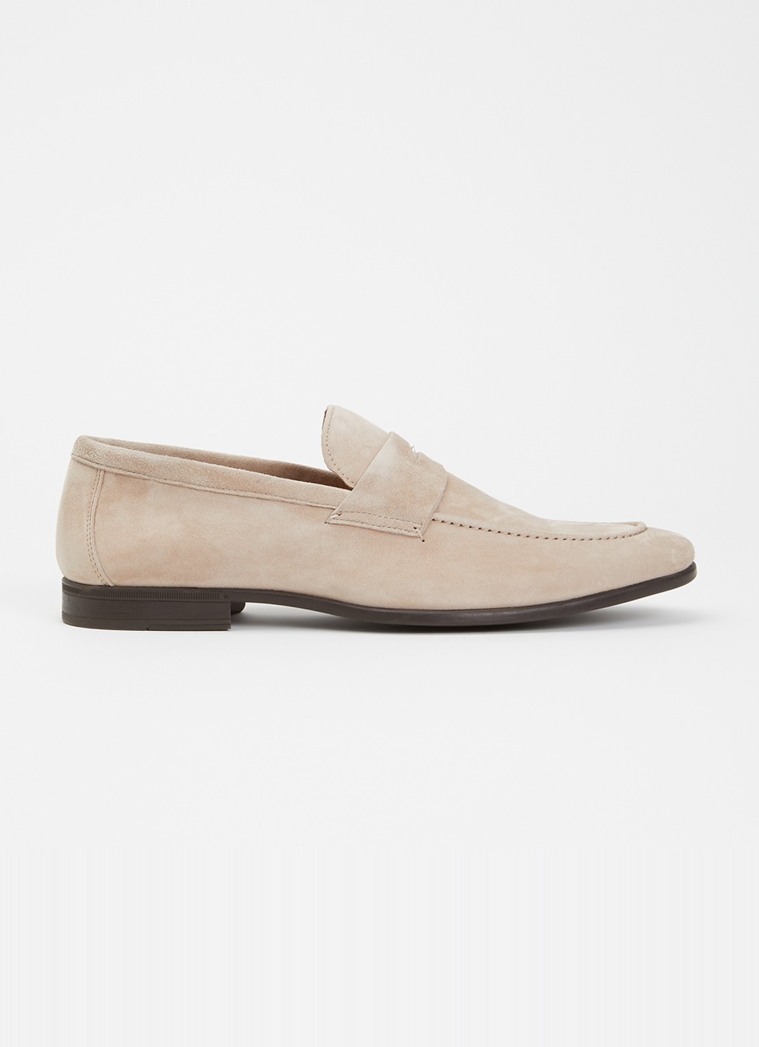 Dune London Barclays loafer van suéde  - voorkant 2 zand
