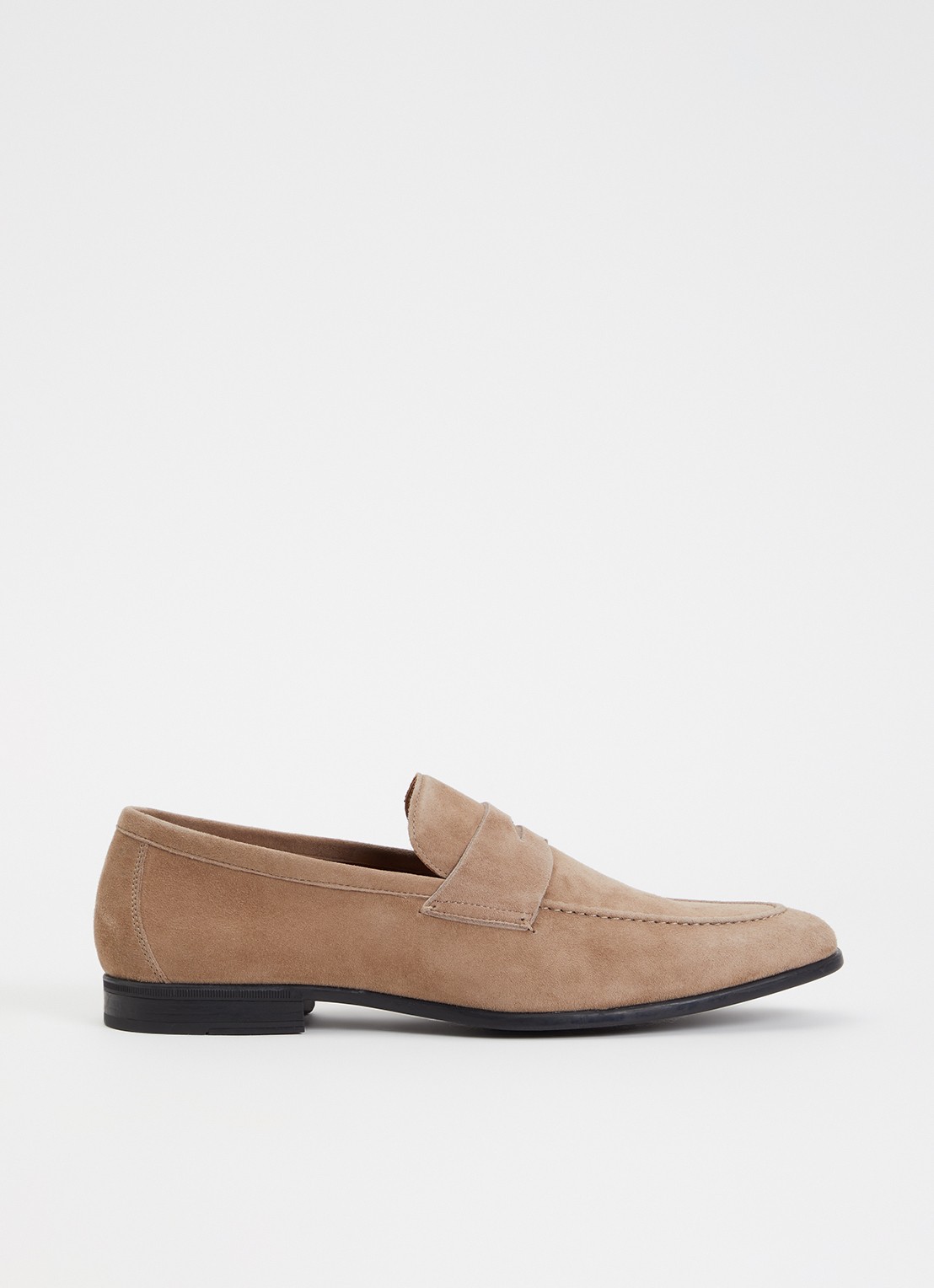 Dune London Barclays loafer van suéde  - voorkant 5 zand