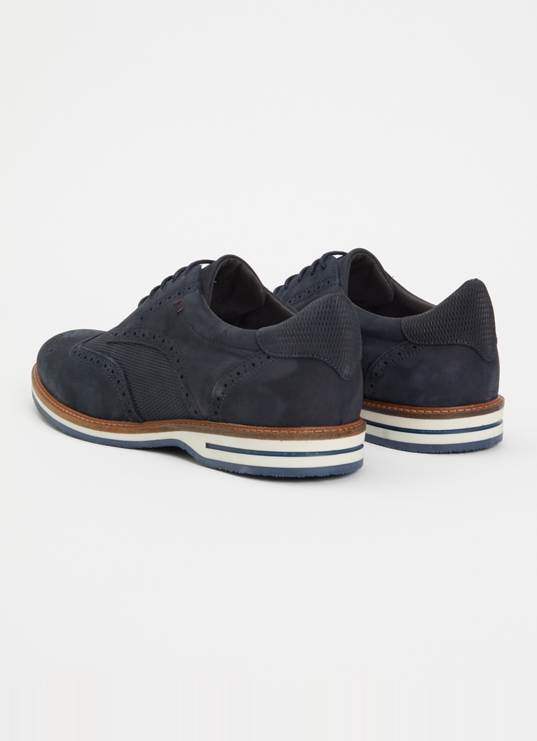 Dune London Barkings brogue van nubuck  - achterkant 2 donkerblauw
