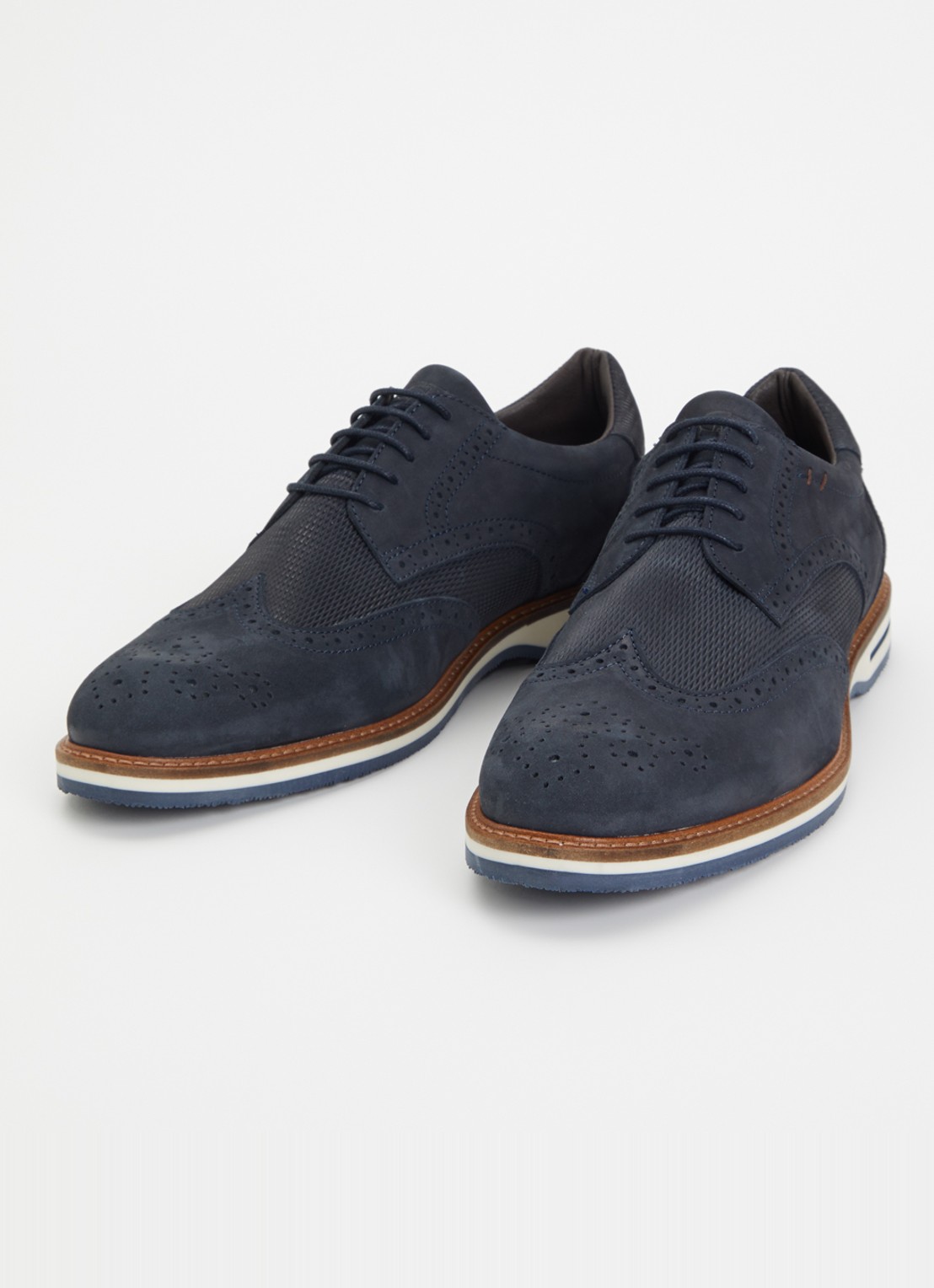Dune London Barkings brogue van nubuck  - detail 3 donkerblauw