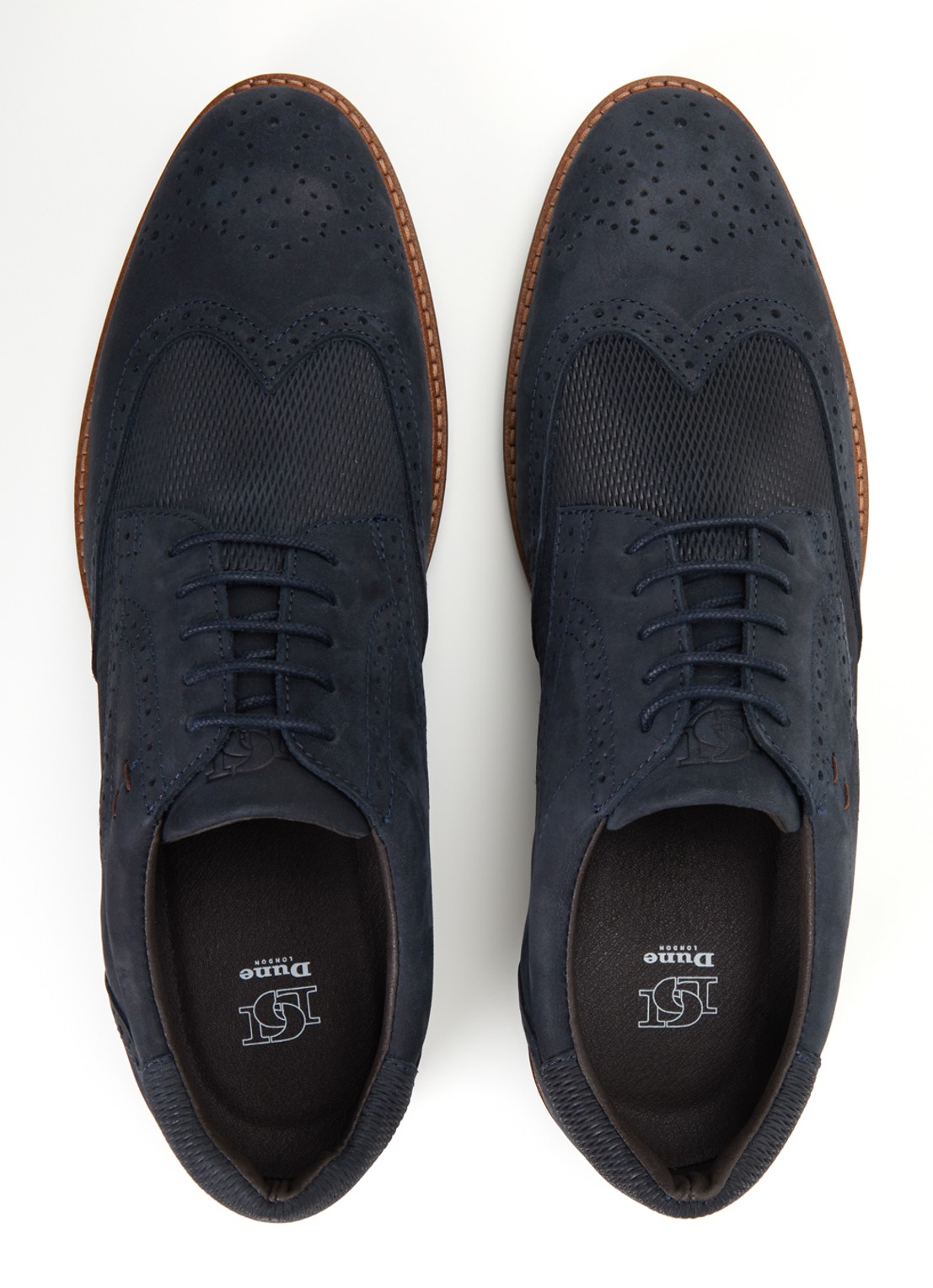 Dune London Barkings brogue van nubuck  - detail 4 donkerblauw