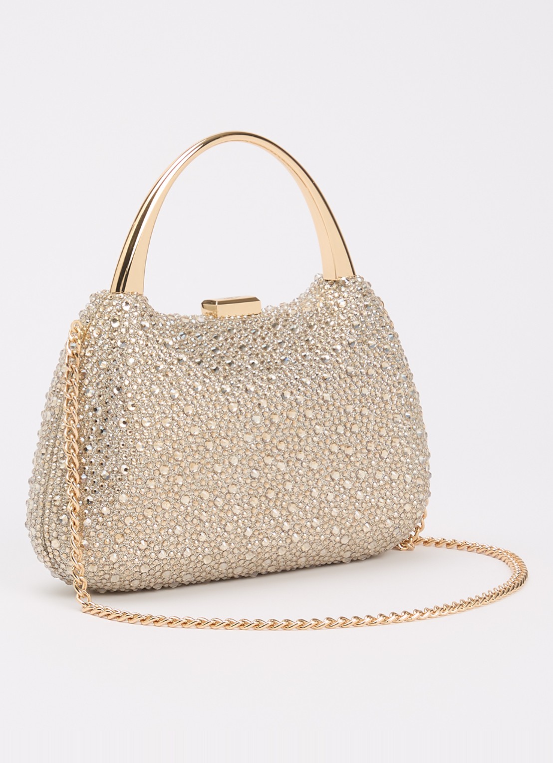 Dune London Beamings clutch met strass en afneembare schouderriem - achterkant goud