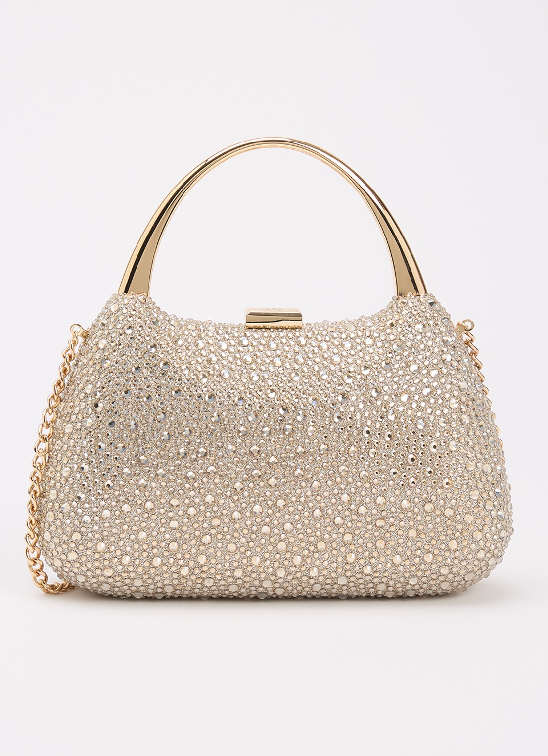 Dune London Beamings clutch met strass en afneembare schouderriem - voorkant 5 goud