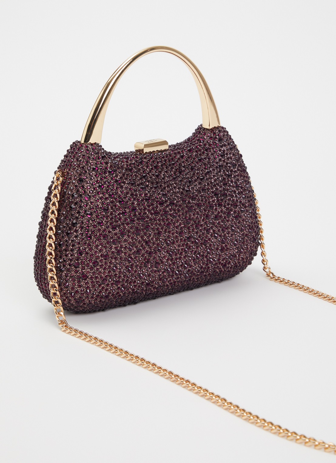 Dune London Beamings clutch met strass en afneembare schouderriem - achterkant 5 aubergine