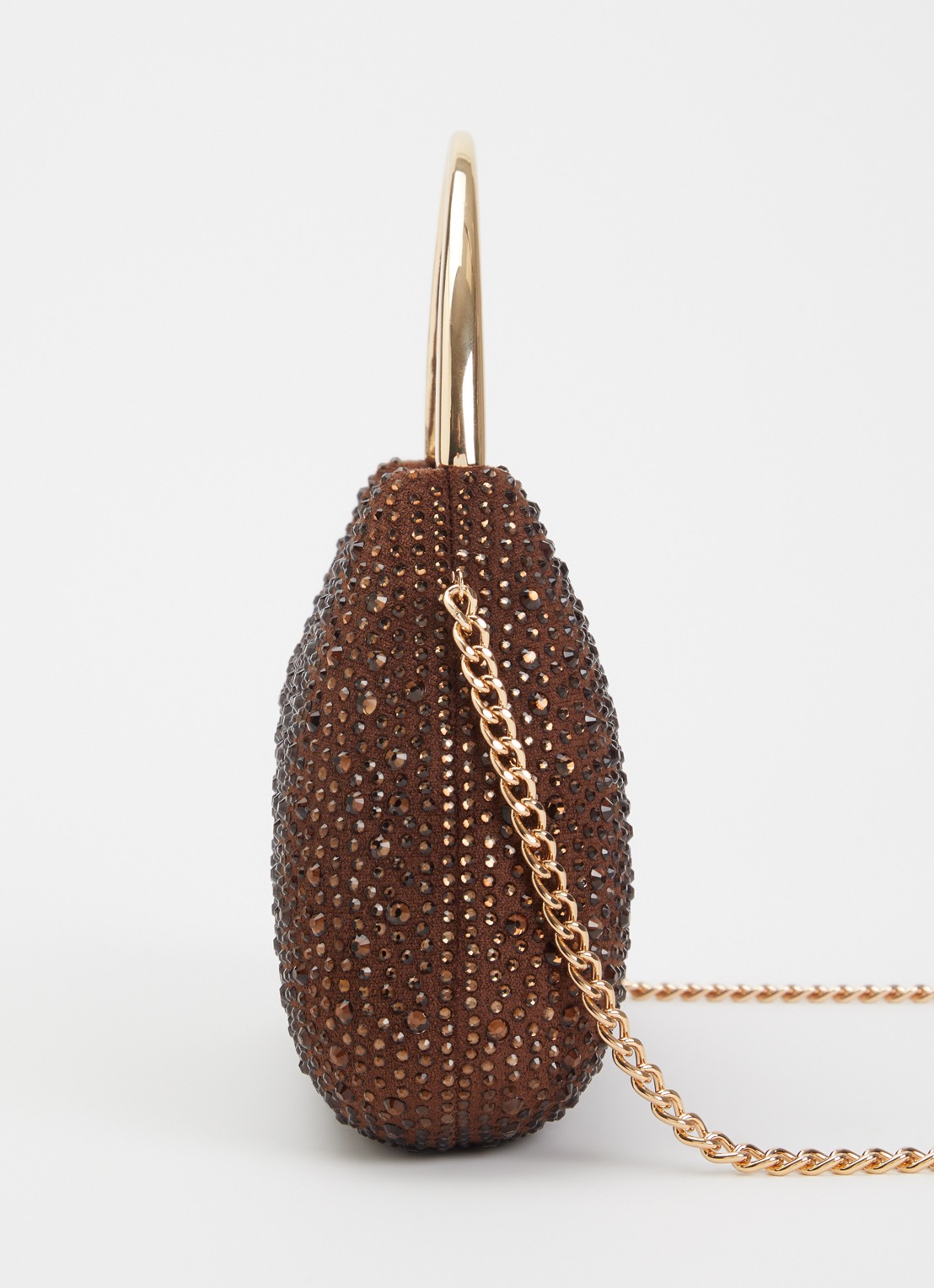 Dune London Beamings clutch met strass en afneembare schouderriem - detail 3 donkerbruin