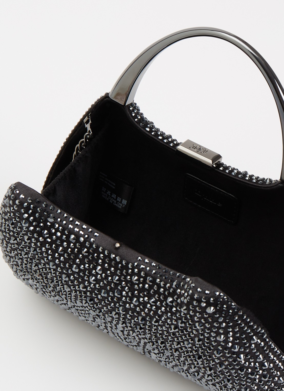 Dune London Beamings clutch met strass en afneembare schouderriem - detail 3 diepzwart