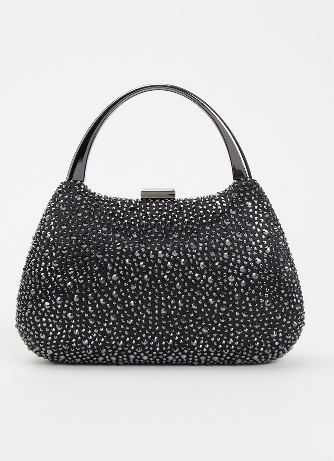 Dune London Beamings clutch met strass en afneembare schouderriem - voorkant diepzwart