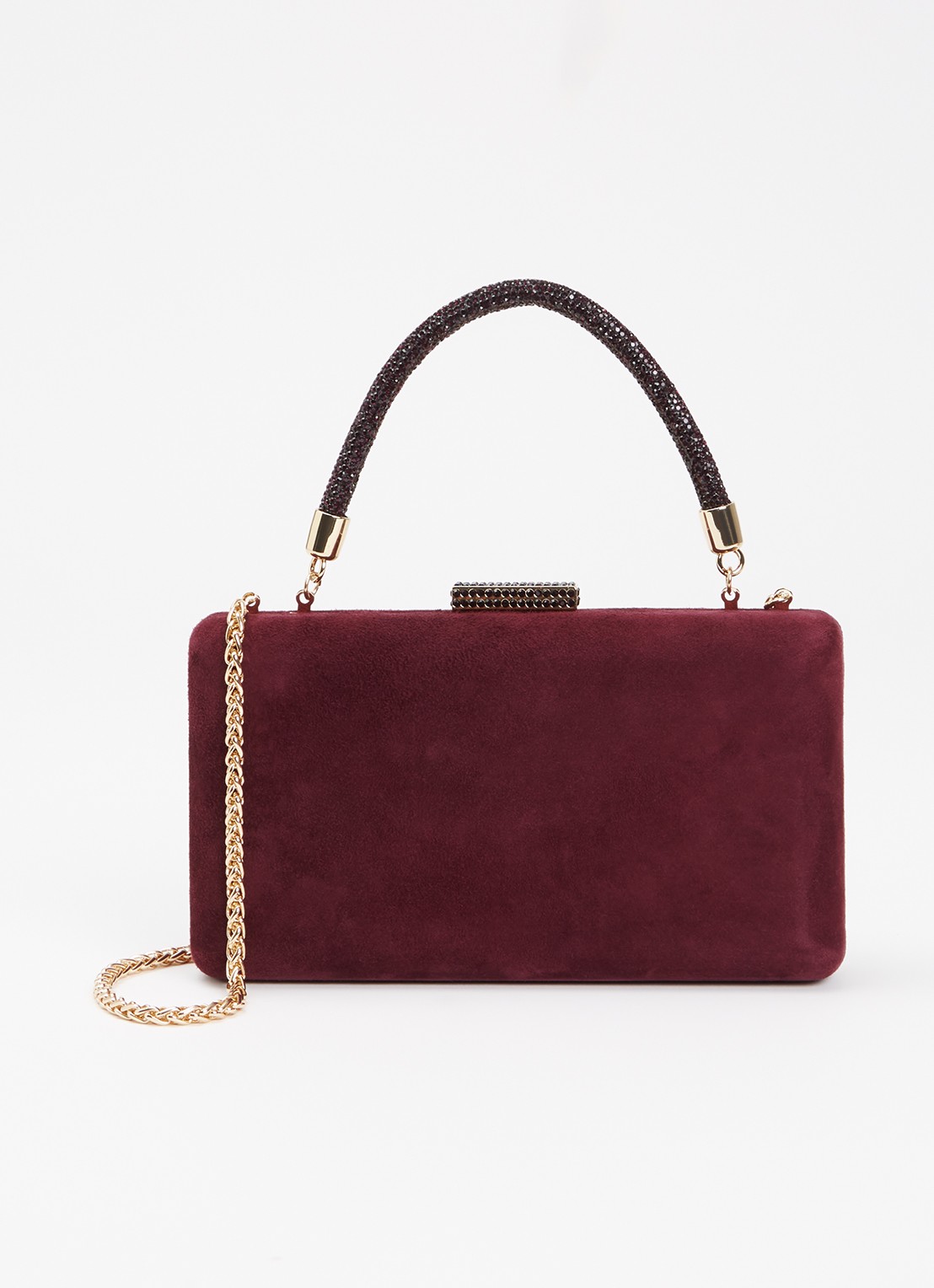 Dune London Beaut clutch met afneembare schouderriem - voorkant 5 bordeauxrood
