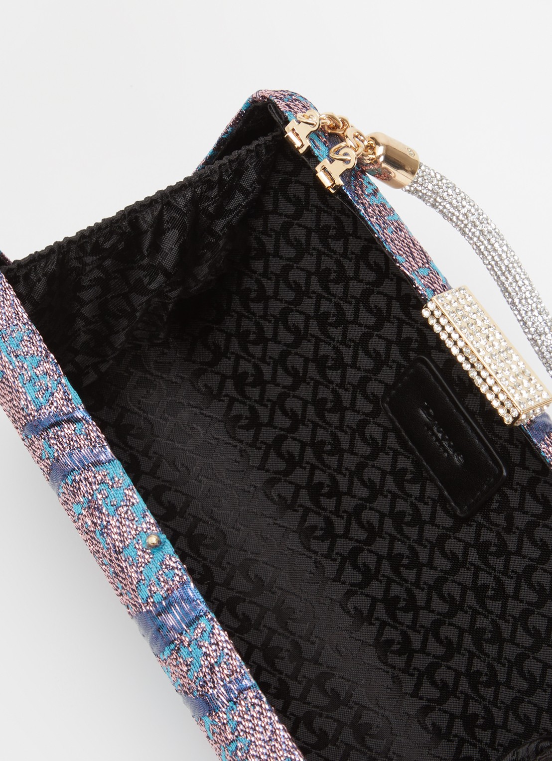 Dune London Beaut clutch met afneembare schouderriem - detail 3 aquablauw