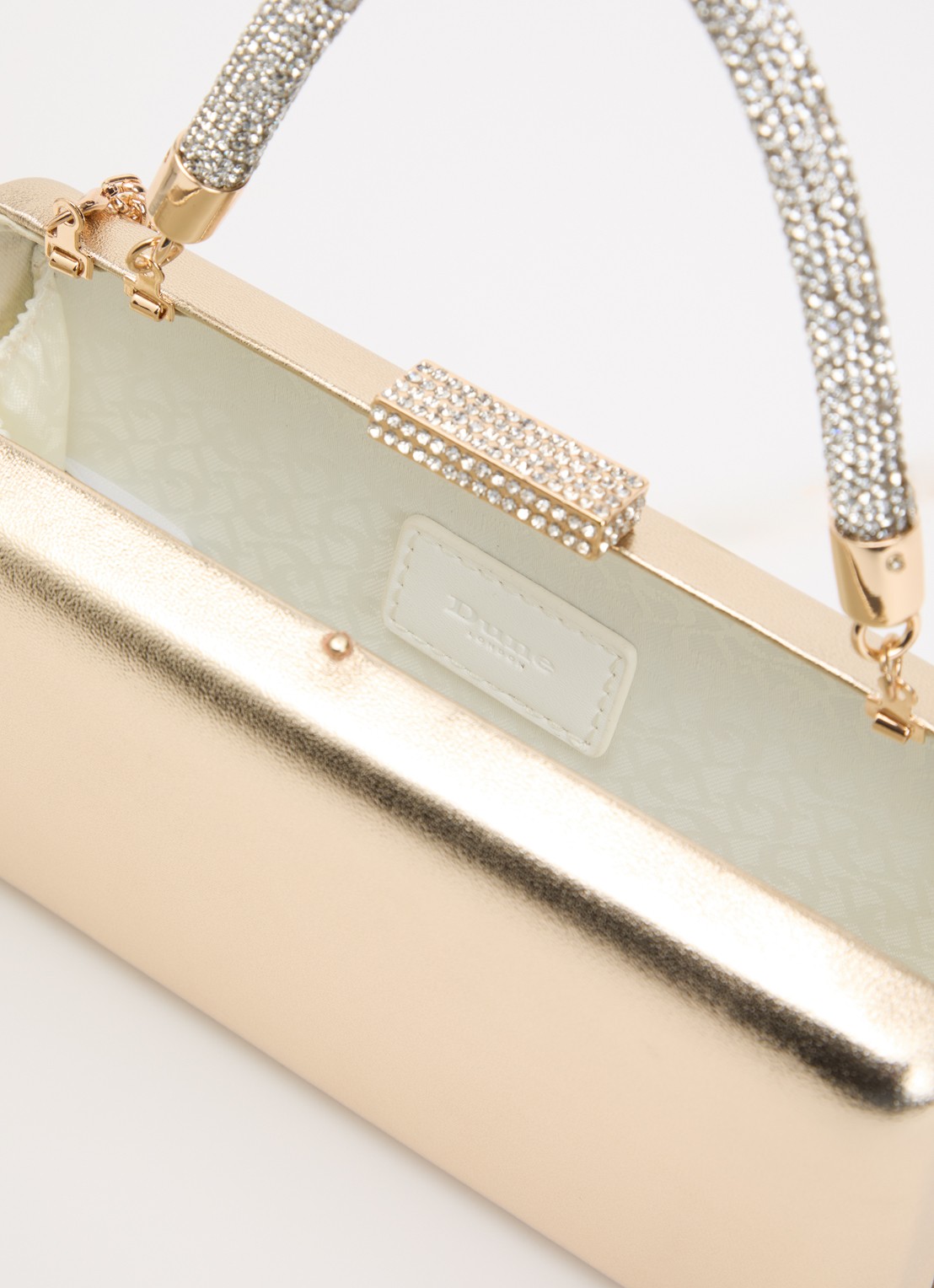 Dune London Beaut clutch met afneembare schouderriem - detail goud