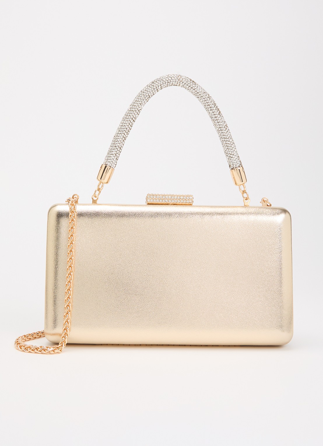 Dune London Beaut clutch met afneembare schouderriem - voorkant 5 goud