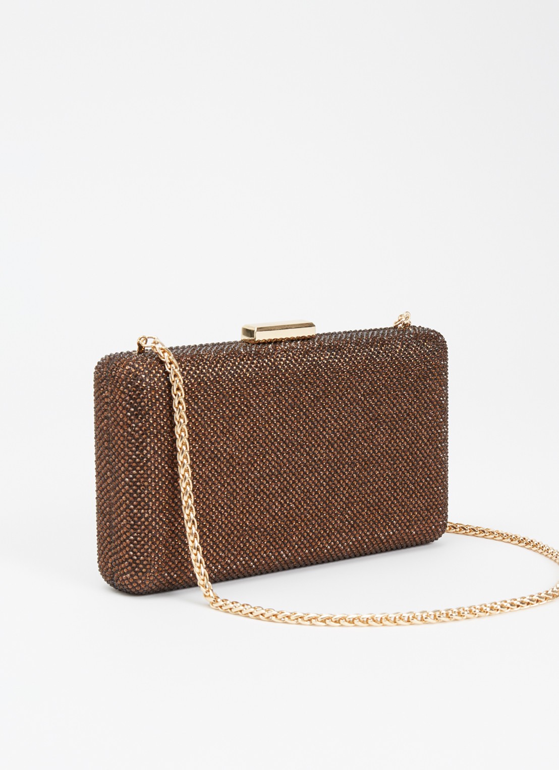 Dune London Beaut clutch met afneembare schouderriem - achterkant donkerbruin