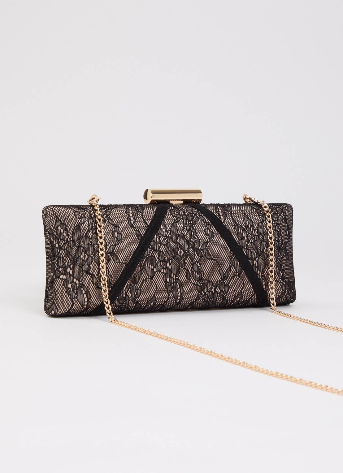 Dune London Becoming clutch met afneembare schouderriem en details van kant - achterkant 4 zwart