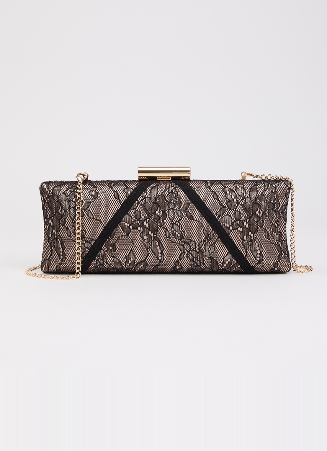 Dune London Becoming clutch met afneembare schouderriem en details van kant - voorkant 5 zwart