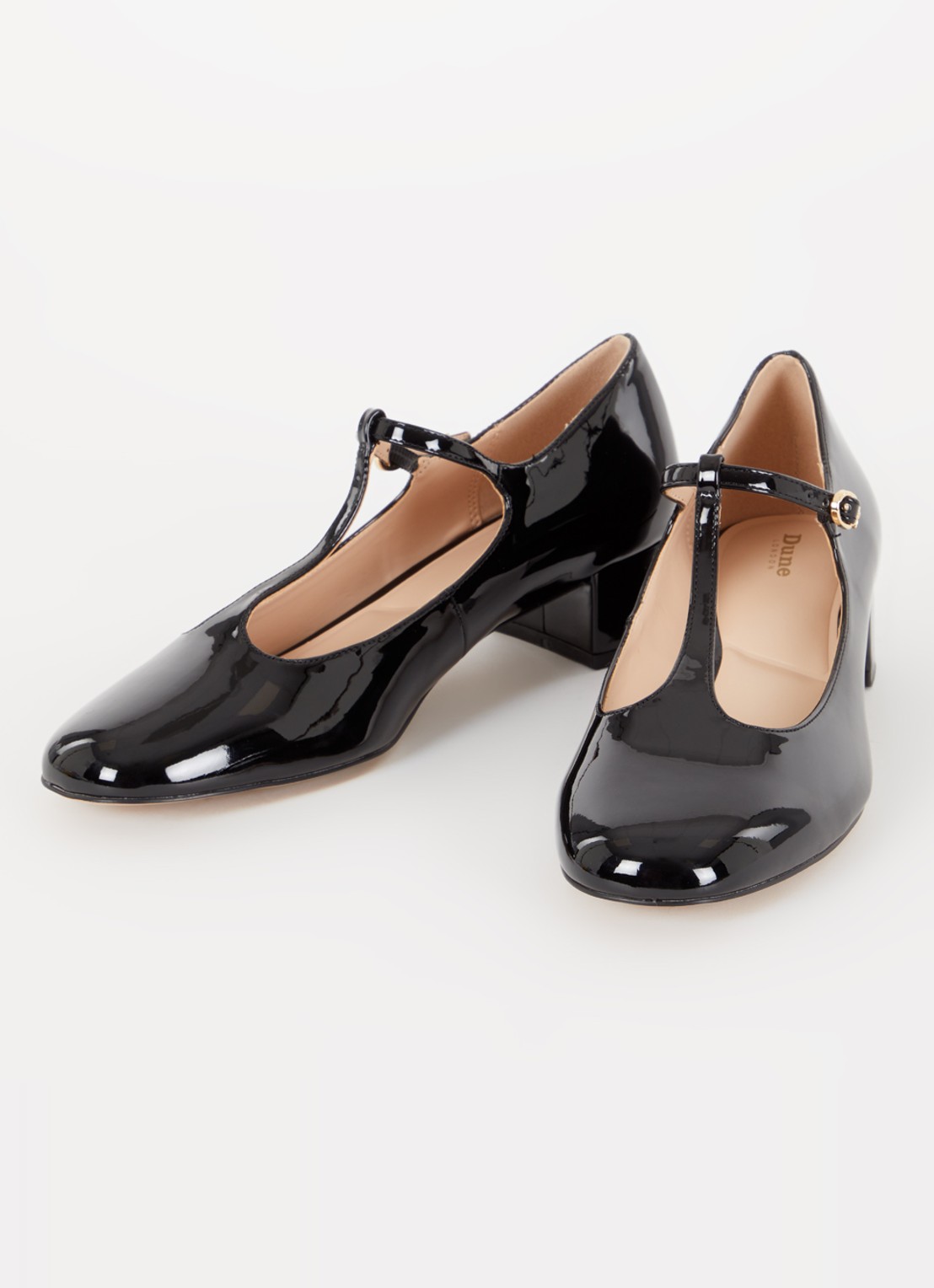 Dune London Believable Mary Jane pump met lakfinish - detail zwart