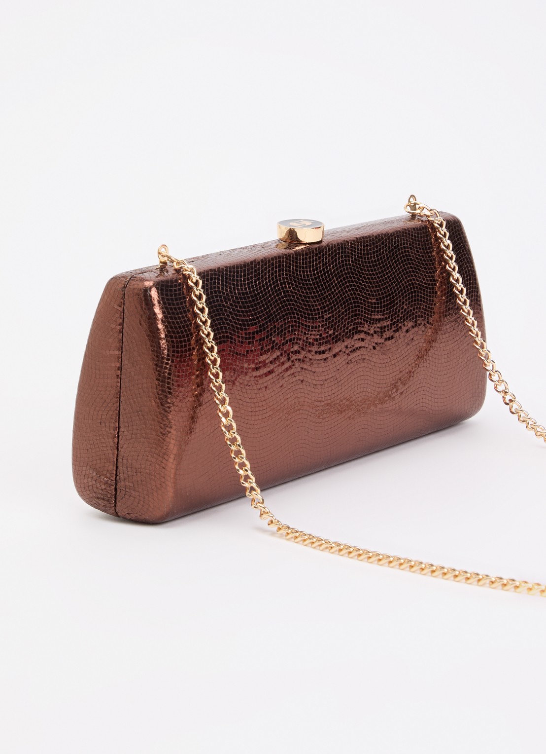 Dune London Belinda clutch met afneembare schouderriem - achterkant roestbruin