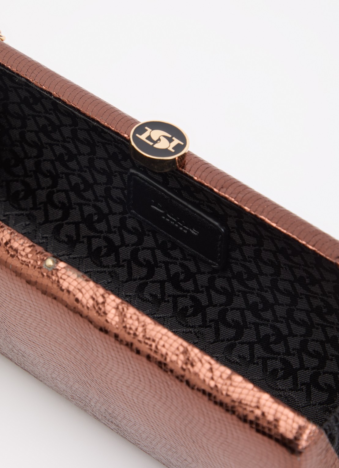 Dune London Belinda clutch met afneembare schouderriem - detail 3 roestbruin